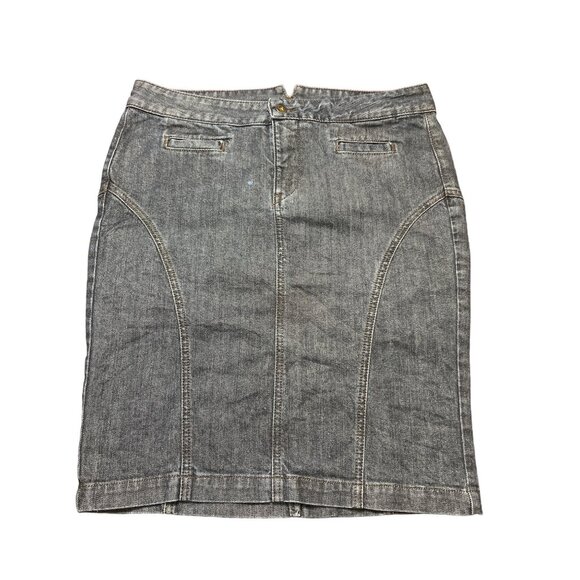 Lucky Brand Denim Ebisu Pencil Skirt Size 8/29 Made in USA Back Slit Modest - Picture 1 of 6